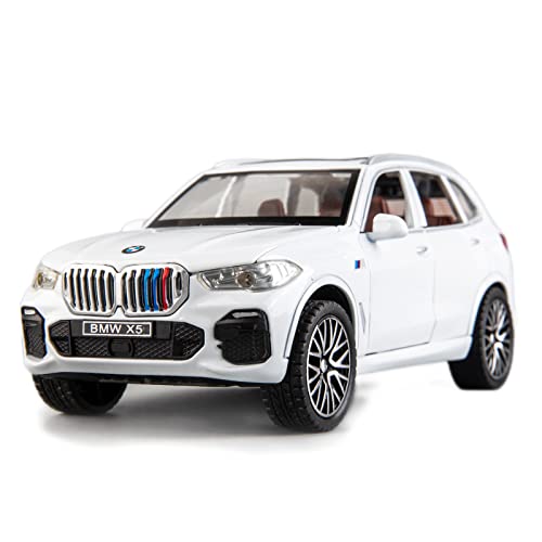 TGRCM-CZ 1/32 Kompatibel für BMW X5 SUV Modell Auto Spielzeug, Diecast Legierung Pull Back Auto Modell mit Licht und Sound Spielzeug Fahrzeuge für Kinder Weiß von TGRCM-CZ