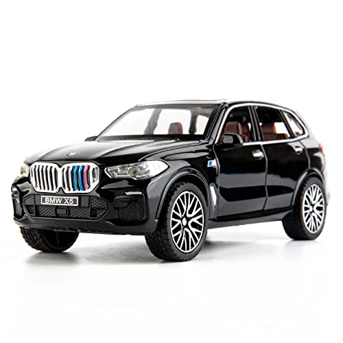 TGRCM-CZ 1/32 Kompatibel für BMW X5 SUV Modell Auto Spielzeug, Druckguss Legierung Pull Back Auto Modell mit Licht und Sound Spielzeug Fahrzeuge für Kinder Schwarz von TGRCM-CZ