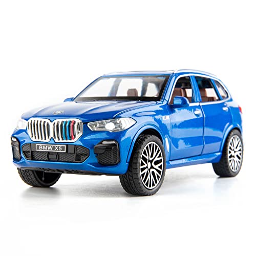 TGRCM-CZ 1/32 Kompatibel für BMW X5 SUV Modell Auto Spielzeug, Druckguss Legierung Pull Back Auto Modell mit Licht und Sound Spielzeug Fahrzeuge für Kinder Blau von TGRCM-CZ