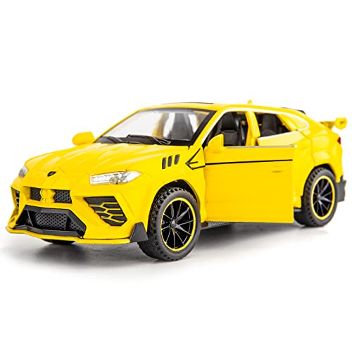 TGRCM-CZ 1/32 Lamborghini Urus Modellauto, Druckguss, Sammlerstück, Spielzeugauto mit Licht und Sound, Spielzeugfahrzeug für 3+ Jahre alte Kinder, Jungen, Geschenk, Gelb von TGRCM-CZ