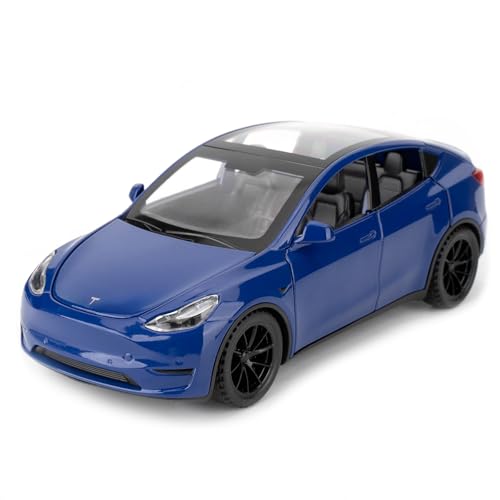 TGRCM-CZ 1/32 Skala Diecast Tesla Modell Y Spielzeugauto, Zink Legierung Pull Back Fahrzeuge Modellauto mit Ton und Licht für Sammler Kinder 3+ Jahre alte Geburtstagsgeschenk (Blau) von TGRCM-CZ