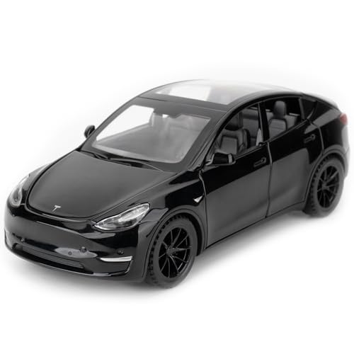TGRCM-CZ 1/32 Skala Diecast Tesla Modell Y Spielzeugauto, Zink Legierung Pull Back Fahrzeuge Modellauto mit Ton und Licht für Sammler Kinder 3+ Jahre alte Geburtstagsgeschenk (Schwarz) von TGRCM-CZ