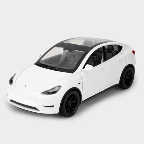 TGRCM-CZ 1/32 Skala Diecast Tesla Modell Y Spielzeugauto, Zink Legierung Pull Back Fahrzeuge Modellauto mit Ton und Licht für Sammler Kinder 3+ Jahre alte Geburtstagsgeschenk (weiß) von TGRCM-CZ