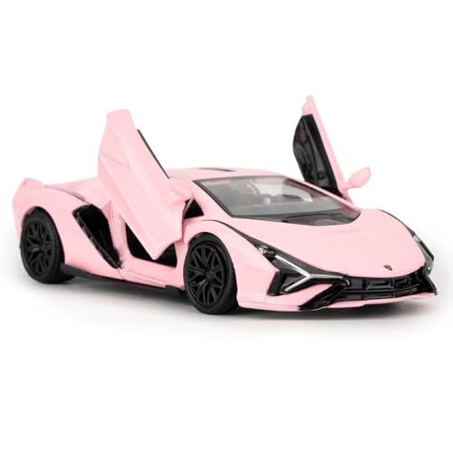 TGRCM-CZ 1/36 Skala Lamborghini Sián FKP37 Casting Auto Modell, Zinklegierung Ziehen Sie zurück Fahrzeuge Spielzeug Auto für Kleinkinder Kinder Jungen Mädchen Geschenk (Pink) von TGRCM-CZ