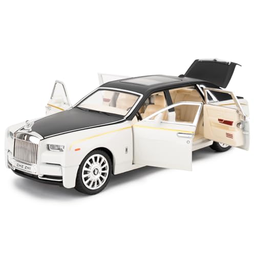 TGRCM-CZ 1:24 Rolls-Royce Phantom Modell Auto, Zink Legierung Pull Back Spielzeug Diecast Spielzeug Autos mit Ton und Licht für Kinder Jungen Mädchen Geschenk (weiß) von TGRCM-CZ