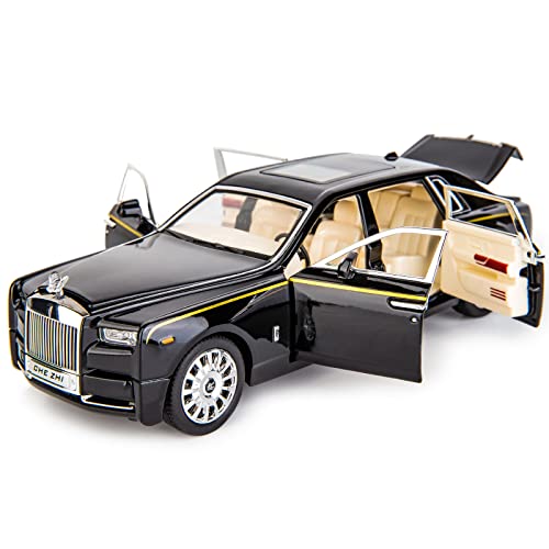 TGRCM-CZ Rolls-Royce Phantom-Modellauto, Zinklegierung, zurückziehbares Spielzeugauto, Druckguss-Spielzeugautos mit Sound und Licht, für Kinder, Jungen, Mädchen, Geschenk, Schwarz, 1:24 von TGRCM-CZ