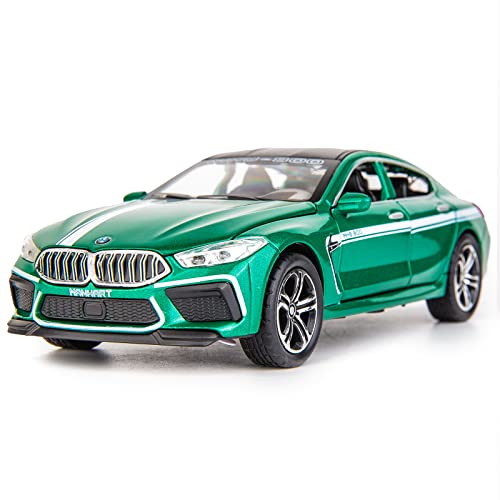 TGRCM-CZ 1:32 Kompatibel mit BMW M8 Modellauto-Spielzeug, Zinklegierung, Spielzeugauto mit Sound und Licht für Kinder, Jungen, Mädchen, Geschenk (grün) von TGRCM-CZ