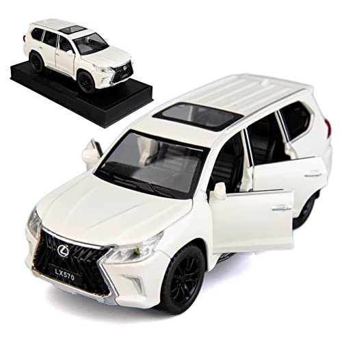 TGRCM-CZ 1/32 Lexus LX570 Geländewagen in Luxus-SUV Modellauto, Zinklegierung, Rückzieh-Spielzeugauto mit Sound und Licht für Kinder, Jungen, Mädchen, Geschenk (weiß) von TGRCM-CZ