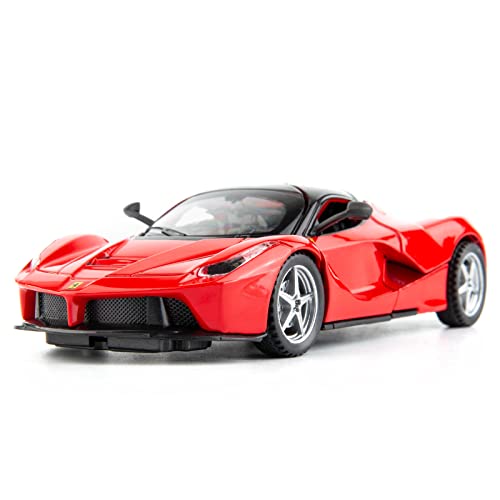TGRCM-CZ Kompatibel für 1:32 Ferrari Auto Modell Pull Back Auto Spielzeug Auto Rot mit Sound und Licht für Kinder, Zinklegierung Körper rot von TGRCM-CZ