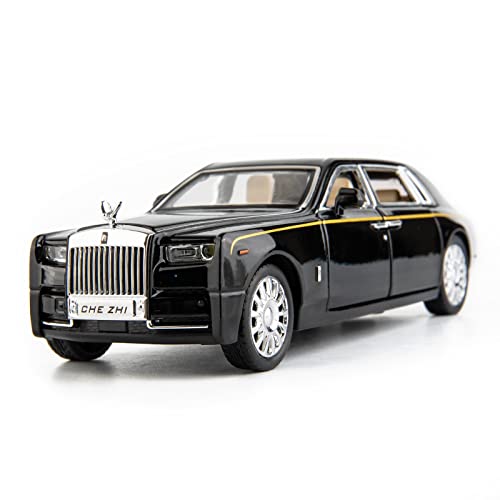 TGRCM-CZ Kompatibel für 1/32 Rolls-Royce Phantom Modellauto Spielzeugauto mit Sound und Licht für Kinder Junge Mädchen, Metallkörpertür geöffnet schwarz von TGRCM-CZ