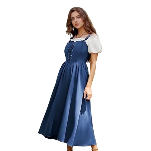Damenkleid, mittelgroßes Renaissance-Kleid, viktorianisches Kostüm, Spaghettiträger, Kleider mit Korsett, verstellbare Schultergurte, Cottagecore-Kleid mit ärmellosem Kleid für LARP-Kostüme Damenkleid, mittelgroßes Renaissance-Kleid, viktorianisches Kostüm, Spaghettiträger, Kleider mit Korsett, verstellbare Schultergurte, Cottagecore-Kleid mit ärmellosem Kleid für LARP-Kostüme von TGUVGRHH