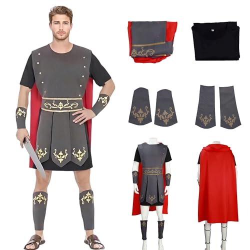 TGUVGRHH Antikes griechisches Kostüm, Herren, Griechen-Kostüm, Kämpfer-Outfit mit Umhang und Rüstung, Larp-Kostüm, griechische Soliden-Uniform für Halloween, Karneval (Rot + Schwarz, Größe 3XL) TGUVGRHH Antikes griechisches Kostüm, Herren, Griechen-Kostüm, Kämpfer-Outfit mit Umhang und Rüstung, Larp-Kostüm, griechische Soliden-Uniform für Halloween, Karneval (Rot + Schwarz, Größe 3XL) von TGUVGRHH