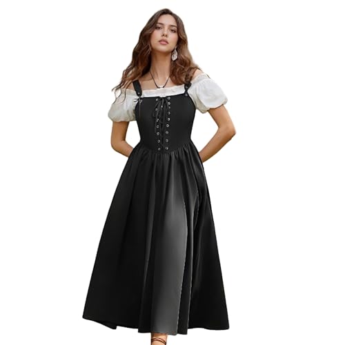 TGUVGRHH Damenkleid, mittelgroßes Renaissance-Kleid, viktorianisches Kostüm, Spaghettiträger-Kleid mit Korsett, verstellbare Schultergurte, ärmelloses Cottagecore-Kleid für LARP-Kostüme, Mottoparty TGUVGRHH Damenkleid, mittelgroßes Renaissance-Kleid, viktorianisches Kostüm, Spaghettiträger-Kleid mit Korsett, verstellbare Schultergurte, ärmelloses Cottagecore-Kleid für LARP-Kostüme, Mottoparty von TGUVGRHH