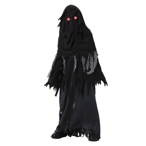 TGUVGRHH Geisterkostüm Erwachsene, Ghostface Schwarze Robe Schrei Kostüm mit Brille & Kopfbedeckung, Gruselige Halloween Kostüme Verkleidung für Party Karneval (Schwarz, M) von TGUVGRHH