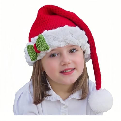 TGUVGRHH Gestrickte Weihnachtsmann-Weihnachtsmütze, Wollmütze, Erwachsene, Neuheit, warme Beanie, Mädchen Jungen mit Fliege/Stechpalmen-Dekor, Weihnachtsmannmütze für Neujahrsparty (UK, Alpha TGUVGRHH Gestrickte Weihnachtsmann-Weihnachtsmütze, Wollmütze, Erwachsene, Neuheit, warme Beanie, Mädchen Jungen mit Fliege/Stechpalmen-Dekor, Weihnachtsmannmütze für Neujahrsparty (UK, Alpha von TGUVGRHH