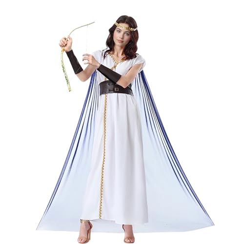TGUVGRHH Griechisches Göttin-Kostüm, altgriechisches Kleid für Damen, römische griechische Prinzessin, Verkleidung für Halloween, Karneval, Party (Weiß, M) von TGUVGRHH