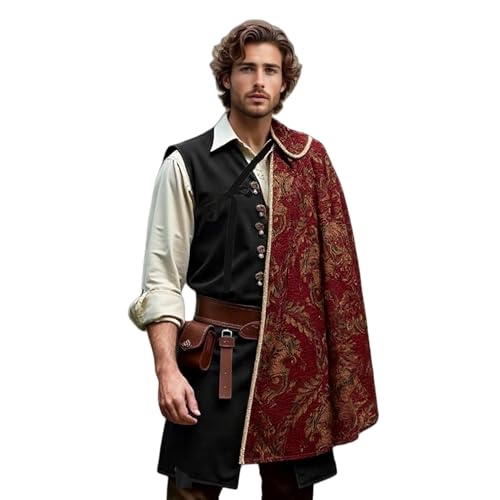 TGUVGRHH Mittelalterlicher Umhang, Renaissance-Umhang, halber Schulterumhang, Königskostüm, Umhang mit Jacquard-Druck für Halloween, Karneval, Party, Rot, Einheitsgröße TGUVGRHH Mittelalterlicher Umhang, Renaissance-Umhang, halber Schulterumhang, Königskostüm, Umhang mit Jacquard-Druck für Halloween, Karneval, Party, Rot, Einheitsgröße von TGUVGRHH