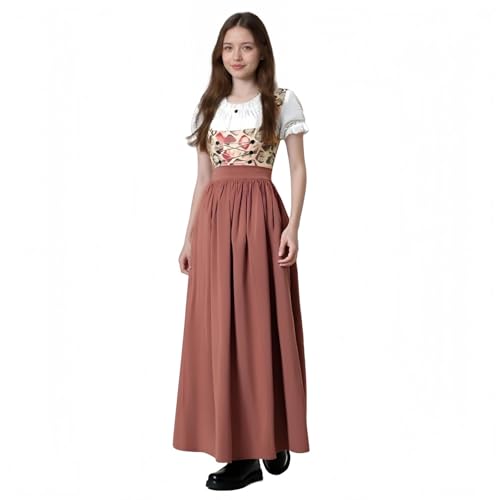 TGUVGRHH Okerberfest Outfit Damen Kleid, 2 Stück Bayerisches Bier Dirndl Maxi Verkleidung Karneval Halloween Outfit Kostüme für Party Festival (Orange, XS) von TGUVGRHH