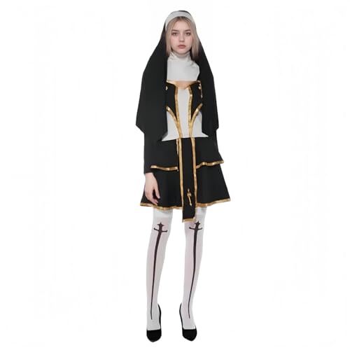 TGUVGRHH Priester Robe Kostüm Herren, Bischof Cassocks Klerus Kostüm Outfit, Halloween Kostüme Verkleidung Herren für Party Karneval (Herren, L) von TGUVGRHH