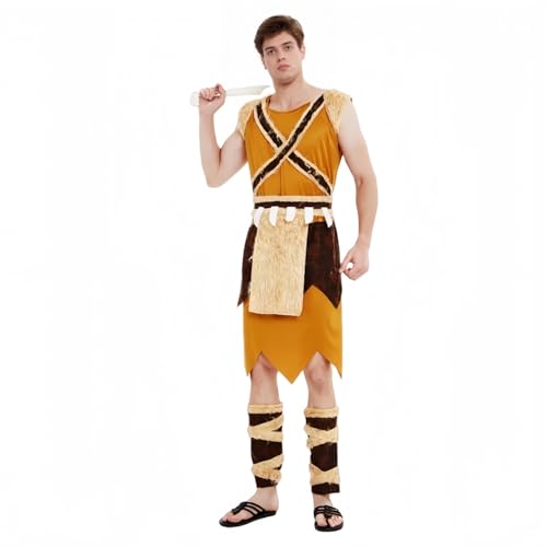 TGUVGRHH Rote Indianer-Kostüm-Outfits, Indianer-Kostüm für Erwachsene mit Gürtel & Beinabdeckungen, Indianer-Kostüm, Verkleidung für Halloween, Karneval, Party, Herren, Einheitsgröße) von TGUVGRHH