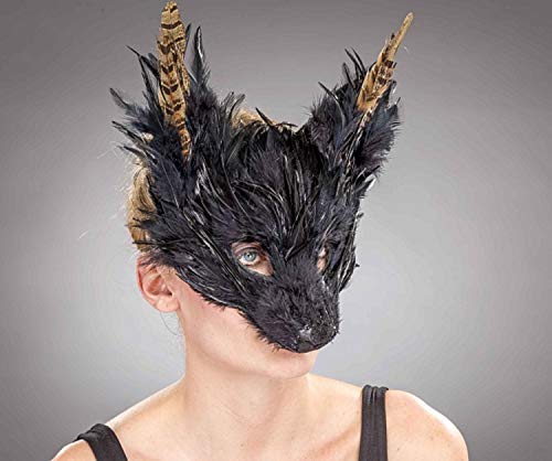 TH-MP Fabeltiermaske Federmaske Tiermaske Maskenparty Mottoparty Augenmaske Gesichtsmaske (schwarz) von Marco Porta
