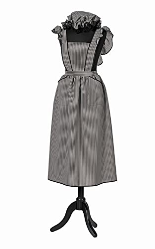 TH-MP Hausmädchen Dienerin Hausdame 20er 30er Jahre Schürze und Haube Kostümset Damenkostüm (grau/schwarz, **Erwachsene**) von Marco Porta