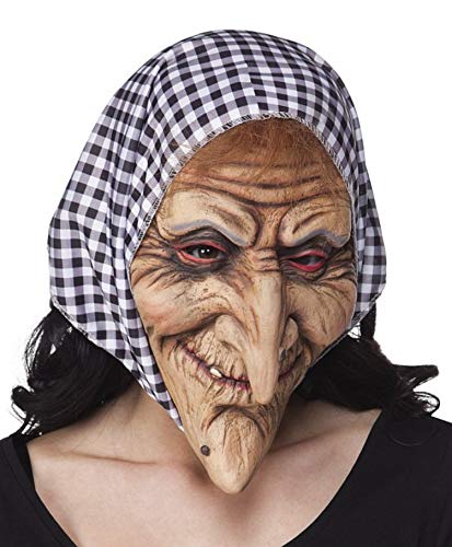 TH-MP Hexenmaske Halloweenmaske Maske Latexmaske Gruselmaske Hexe mit Kopftuch Gesichtsmaske von TH-MP