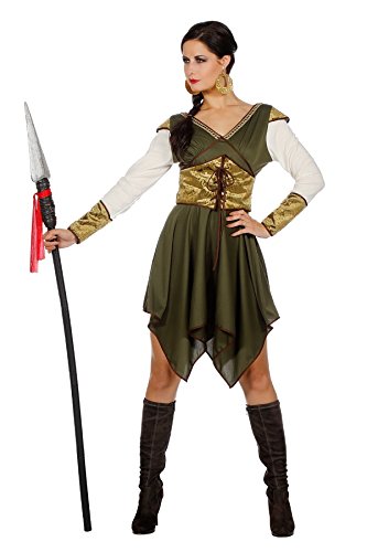 TH Mittelalterkostüm Burgherr Burgdame Lady Prinzessin Schlossherrin Ritter Kriegerin (Damenkostüm kurz grün/gold, 40) von TH