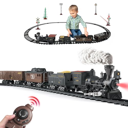 Zug Spielzeug, Elektrisches Zugset mit Fernbedienung mit Rauch, Lichtern und Geräuschen, Waggons und Gleisen, 3 4 5 6 7+ Jahre alte Kinder Zug Spielzeug, Elektrisches Zugset mit Fernbedienung mit Rauch, Lichtern und Geräuschen, Waggons und Gleisen, 3 4 5 6 7+ Jahre alte Kinder von THANK BEY