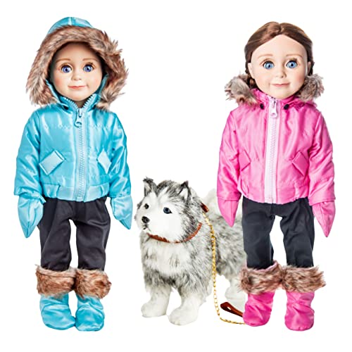 The Queen's Treasures 45,7 cm Puppenkleidung, Zubehör und Haustiere, 13-teiliges Set mit zwei Ski-Outfits, plus entzückender Husky-Welpenhund. Für die Verwendung mit American Girl bestimmt. Puppe The Queen's Treasures 45,7 cm Puppenkleidung, Zubehör und Haustiere, 13-teiliges Set mit zwei Ski-Outfits, plus entzückender Husky-Welpenhund. Für die Verwendung mit American Girl bestimmt. Puppe von THE QUEEN'S TREASURES