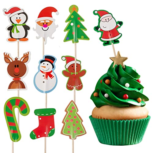 THE TWIDDLERS 100 Weihnachten Cupcake Toppers für Partys, 7cm - 9 Designs von THE TWIDDLERS