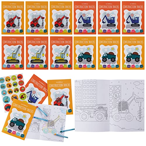 THE TWIDDLERS 12 Mini Malbücher für Kinder, A5-Format - 16 lustige Designs mit 4 Buntstiften und Aufklebern - Partygeschenke für Kinder von 4-8 Jahren, Mini Malbuch Mitgebsel von THE TWIDDLERS