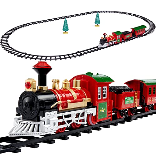 THE TWIDDLERS 15-Teiliges Weihnachtszug Set mit Eisenbahnen (130 x 70cm, Batteriebetrieben) - Weihnachtsbaum Deko, Tischdeko & Geschenk für Kinder von THE TWIDDLERS