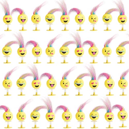 THE TWIDDLERS 36 Emoji Springende Spielzeuge für Kinder, 6cm - Gesicht Geburtstagsparty Geschenke mit mehrfarbigen Haaren, Multipack Jumping Toy Geschenk Set, Klassenzimmer-Preise von THE TWIDDLERS