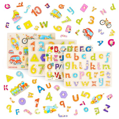 THE TWIDDLERS 4 Holzpuzzle Steckpuzzle Greifpuzzle für Babys & Kleinkinder - Montessori Lernspielzeug für 1 2 3 4 Jahre (Buchstaben, Zahlen & Fahrzeuge) THE TWIDDLERS 4 Holzpuzzle Steckpuzzle Greifpuzzle für Babys & Kleinkinder - Montessori Lernspielzeug für 1 2 3 4 Jahre (Buchstaben, Zahlen & Fahrzeuge) von THE TWIDDLERS