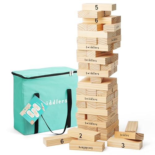 THE TWIDDLERS - Großer Tumble Tower Garten-Rasen-Spiel, 64 Holzklötze, stapelt bis zu 1.2m hoch - BAU-Spielzeug Outdoor-Spaß für Kinder und Erwachsene, Inklusive Tragetasche THE TWIDDLERS - Großer Tumble Tower Garten-Rasen-Spiel, 64 Holzklötze, stapelt bis zu 1.2m hoch - BAU-Spielzeug Outdoor-Spaß für Kinder und Erwachsene, Inklusive Tragetasche von THE TWIDDLERS