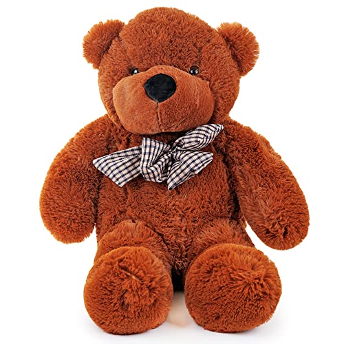 THE TWIDDLERS XL Großer Brauner Teddybär Kuscheltier, Stofftier, 80cm - Geschenk für Freundin, Kinder, Familie - Valentinstag & Muttertag von THE TWIDDLERS