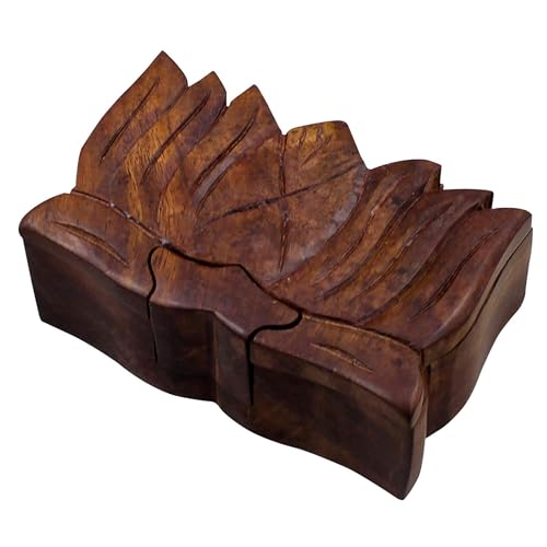 THE Unltd India Holzspiel-Puzzle-Box, handgefertigtes 3D-Gehirn-Teaser-Stapelspiel aus Holz und poliert, Lotusförmige Mystery-Box, Spielzeug für Urlaub, Heimdekoration (braun) von THE Unltd India