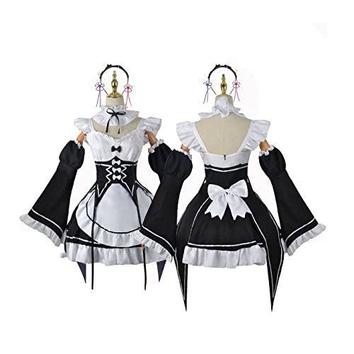 THEGIS Anime Rem Ram Cosplay Kostüm Maid Dress Halloween Outfit Full Set,Set-L von THEGIS