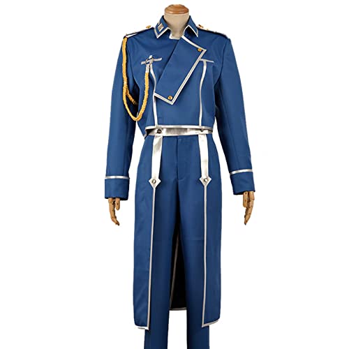THEGIS Roy Mustang Cosplay Kostüm Jacke Hose Uniform Halloween Outfit Für Männer,Blue-L von THEGIS