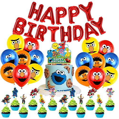 Geburtstag Deko 34 pcs, Luftballons, Geburtstag Banner,Kuchen Dekoration, Cupcake Topper, Party Deko, Partydekorationen für Kindergeburtstage von THEXIU