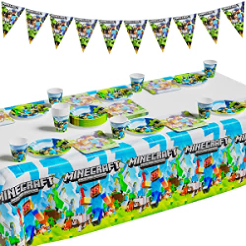 Geburtstag Dekoration, Party Geschirr Set 62 pcs, Tischdecke Geburtstag, Teller, Becher, Servietten, Wimpel, Party Dekoration, Partyzubehör für Kinder von THEXIU