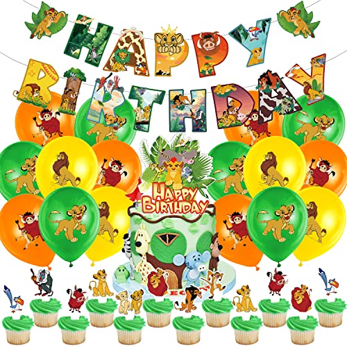 Geburtstag Party Deko Set 44 pcs, Luftballon, Alles Gute zum Geburtstag Banner, Kuchen Dekoration, Cupcake Topper, Themenparty, Kinderparty Dekoration von THEXIU