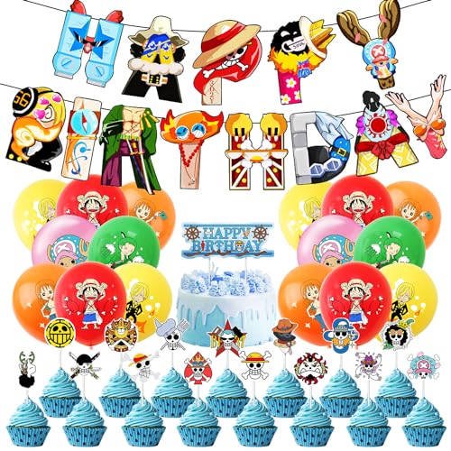 Geburtstag Dekorationen Set 34 pcs,Luftballons, Geburtstag Banner, Kuchen Dekoration,Latex Ballon, Cupcake Toppers, Partyzubehör für Kindergeburtstage von THEXIU