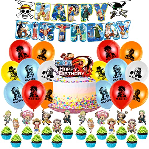 Geburtstag Dekorationen Set 36 pcs, Luftballons,Themendekoration, Geburtstag Banner, Kuchen Dekoration, Cupcake, Partydekorationen für Kindergeburtstage von THEXIU