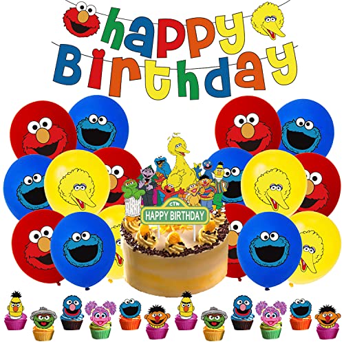 Geburtstagsdeko 44 pcs, Luftballons, Kuchen Deko, Happy Birthday Banner, Cupcake Topper, Party, Jungen Mädchen Geburtstagsparty Dekorationen von THEXIU