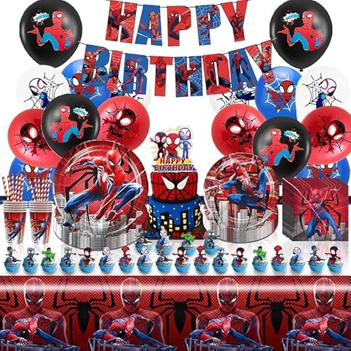 THEXIU Spider Partygeschirr 10 Gäste,103 Stück Spider Geburtstagsdeko,Luftballons Geburtstag,Deko Geburtstag Kinder,Party Supplies,Tischdecke,Teller,Becher,Servietten,Tortendeko,für Kinder Party Deko THEXIU Spider Partygeschirr 10 Gäste,103 Stück Spider Geburtstagsdeko,Luftballons Geburtstag,Deko Geburtstag Kinder,Party Supplies,Tischdecke,Teller,Becher,Servietten,Tortendeko,für Kinder Party Deko von THEXIU