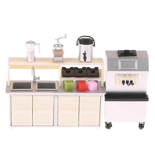THINCAN Detaillierte Miniaturcafészene Display Set 1/12 Modellabbildung Umfasst Einzelhandelsregale Und Getränkemaschine Für Sammlerpuppenhaus Miniatur Convenience Store Modell von THINCAN