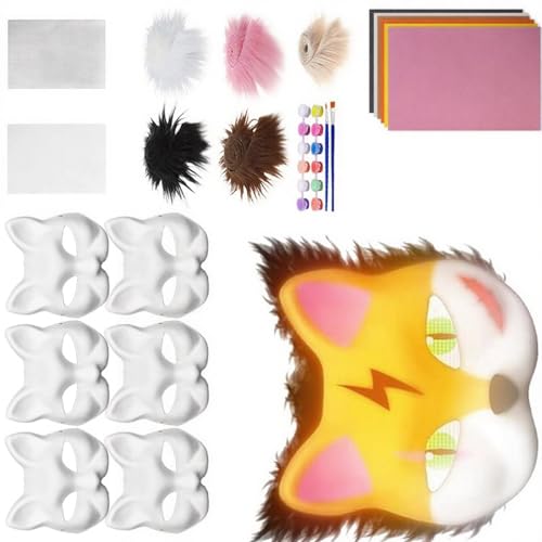 Diys Therianians Kits Blanks Füchse Katzen Maske Mit Filzblech Plüsch Kunstpelze Augennetz Für Therianer Ausrüstung Zeug Augen Mesh von THINCAN