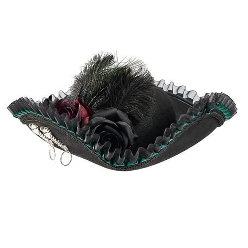 Historischer Kostüm Piratenhut Für Erwachsene Spitzenverkleidung Gefiederte Blumenkapatain Tricorn Für Maskerades Party Dressing Historisches Kostüm Accessoire Historischer Kostüm Piratenhut Für Erwachsene Spitzenverkleidung Gefiederte Blumenkapatain Tricorn Für Maskerades Party Dressing Historisches Kostüm Accessoire von THINCAN